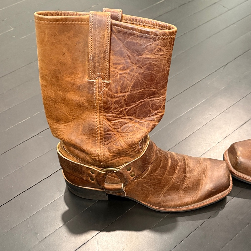 Frye Brown Leather Harness Cowboy Boots MENS SIZE 11 - Picture 6 of 11